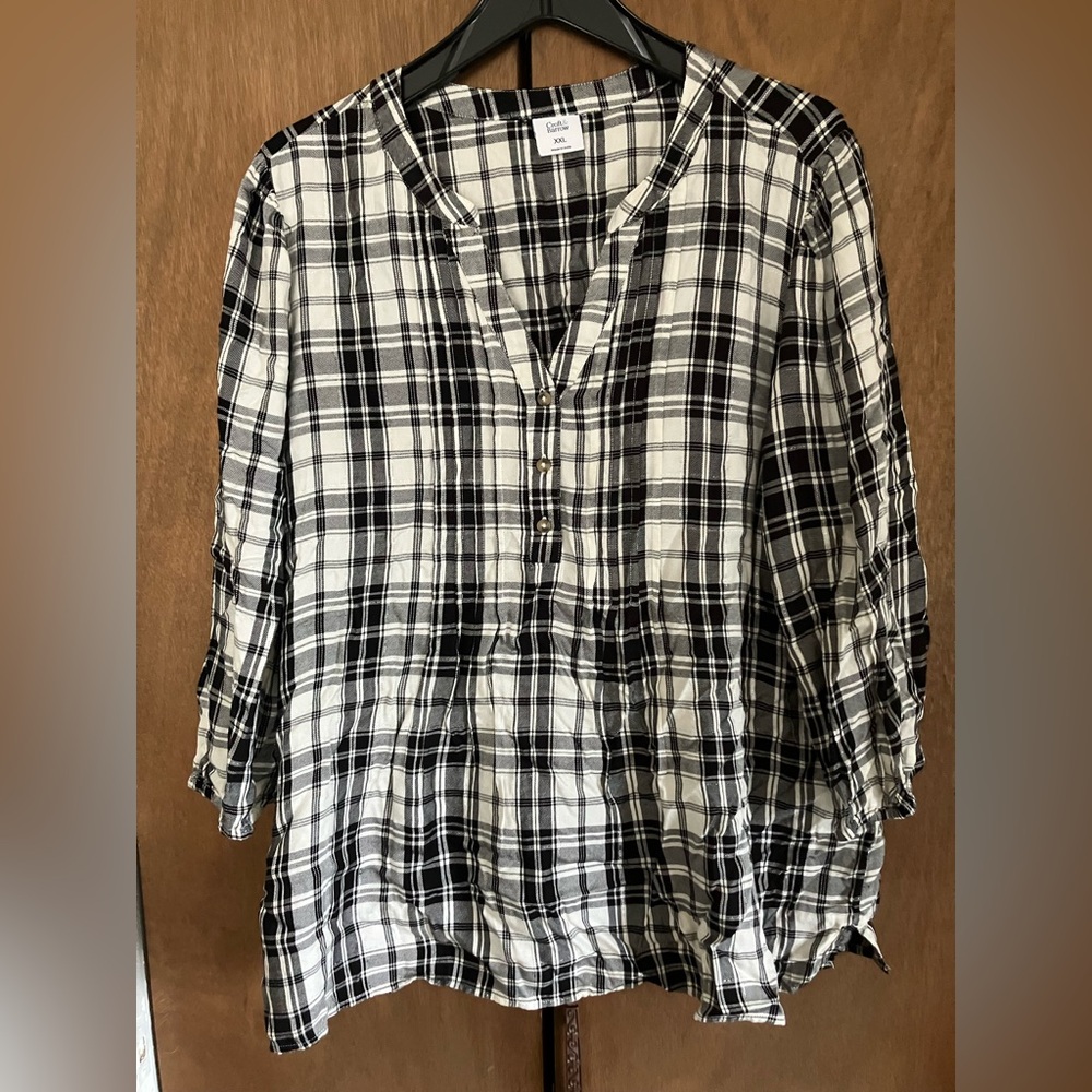 Croft & Barrow Black and White Checkered Blouse